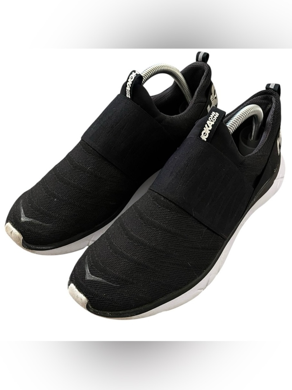 Hoka One One Hupana Slip Womens 9.5 Black Running Sneakers 1094002 BWHT